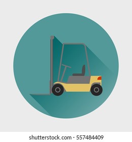 Loader vector icon. Forklift truck cargo. Flat design, vector illustration.