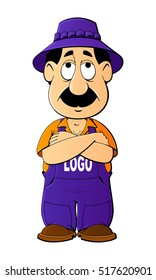 Loader, worker, builder. From a large set of mascots. Space for your logo.