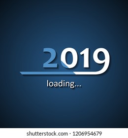 Loading 2019 inscription bar - flat design template, blue edition