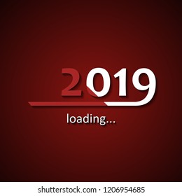 Loading 2019 inscription bar - flat design template, red edition