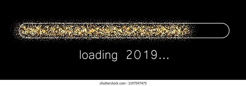 Loading 2019 New Year creative festive banner. Vector background.