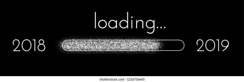 Loading 2019 New Year creative banner with grey progress indicator. Vector background.