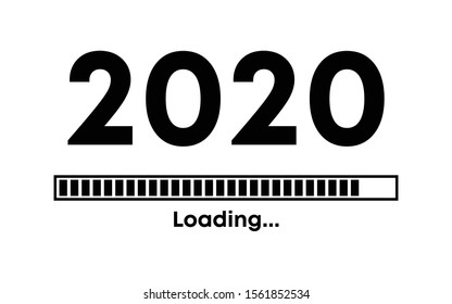 Loading 2020 New Year black creative festive banner with progress bar. Vector background.