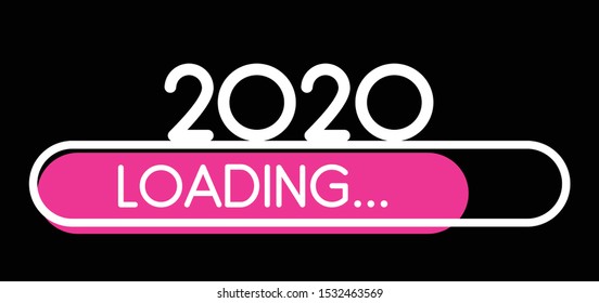 Loading 2020 New Year pink creative festive banner with progress bar. Vector background.