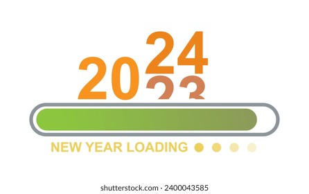 Carga de la barra de progreso 2023 a 2024. Feliz año nuevo 2024. Año que cambia de 2023 a 2024. finales de 2023 y comienzos de 2024. Casi alcanzan los deseos de Año Nuevo. iniciar objetivo y planificación.