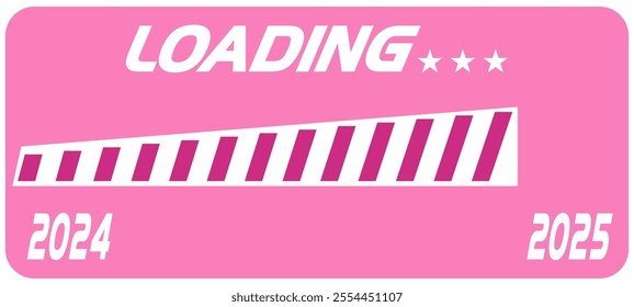 Loading 2025 New Year pink creative festive banner with progress bar. Vector background