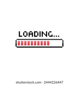 loading 8 bit icon vector Pixel art loading bar for game 