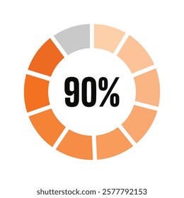 loading 90% icon isolated white background.