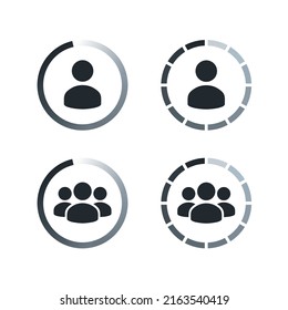 Loading Account. User Profile Inside The Loading Icon. Update Profile, Personal And Group Account. Vector Illustration