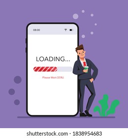 Loading application working concept with businessman.