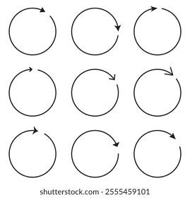 Loading arrow icon set. circle arrow icon, refresh arrow vector.