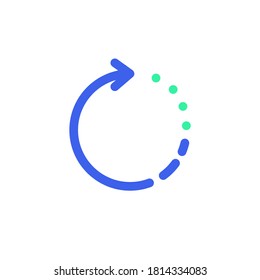 Loading arrow icon vector, filled flat sign, bicolor pictogram, reload arrow green and blue colors. Symbol, logo illustration
