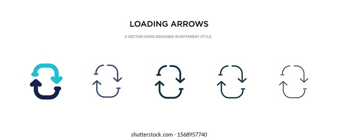 loading arrows icon in different style vector illustration. two colored and black loading arrows vector icons designed in filled, outline, line and stroke style can be used for web, mobile, ui