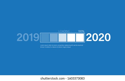 Loading bar from 2019 to 2020. New year resolution. Eps 10 vector