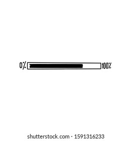 Loading bar 2019 2020 from zero to 100 percent in hand drawn style isolated on white background.Vector outline stock illustration.Download. Print t shirt.Web design. Sketch style. Black white artwork.