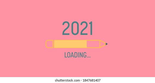 Loading bar for 2021 goal planning business concept, vector illustration for graphic design, flat style