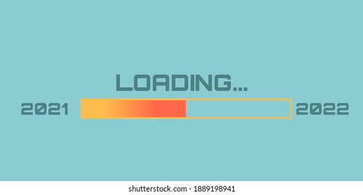 Loading bar year’s 2021 to new year’s 2022, Goal planning and strategy business concept, Vector illustration flat style for graphic design, website, banner or business content background