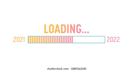 Loading bar year’s 2021 to new year’s 2022, Goal planning and strategy business concept, Vector illustration flat style for graphic design, website, banner or business content background