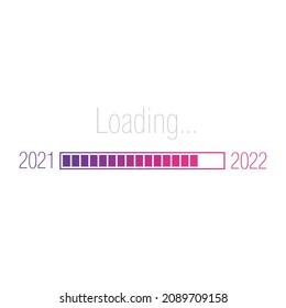 Loading bar year’s 2021 to new year’s 2022, Goal planning and strategy business concept, Vector illustration flat style for graphic design, website, banner or business content background	