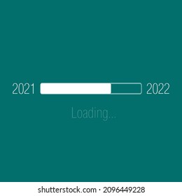 Cargando el año 2021 del bar al 2022 del nuevo año, Planificación de objetivos y concepto de negocio de estrategia, Estilo plano de ilustración vectorial para diseño gráfico, sitio web, banner o fondo de contenido empresarial