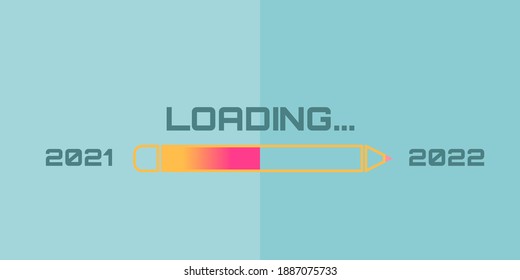 Barra de carga para el concepto de negocio de planificación de objetivos de 2022, ilustración vectorial para diseño gráfico, estilo plano