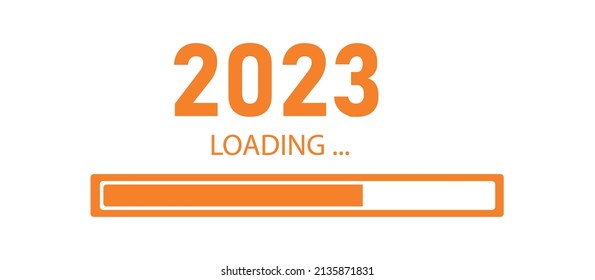 Loading bar for 2023 goal planning business concept, vector illustration for graphic design, flat style.