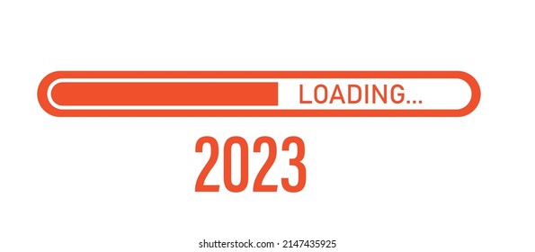 Barra de carga para el concepto de negocio de planificación de objetivos de 2023, ilustración vectorial para diseño gráfico. idea de concepto de año nuevo.