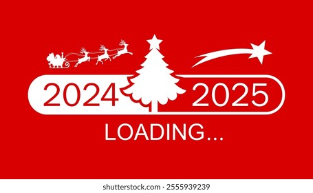 Loading bar from 2024 to 2025 year, Christmas loading, expectation of the holiday, Happy New Year