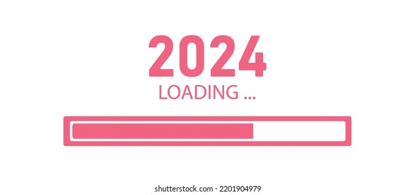 Loading bar for 2024 goal planning business concept, vector illustration for graphic design. new year concept idea.