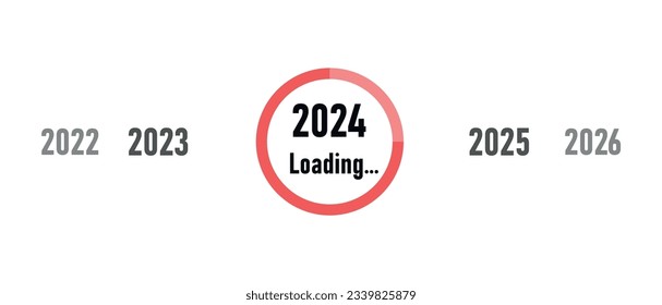Loading bar for 2024 goal planning business concept, vector illustration for graphic design. new year concept idea.