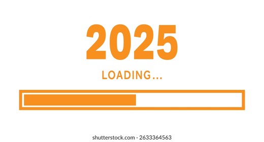Barra de carga para el concepto de negocio de planificación de objetivos 2025, Ilustración vectorial para el Diseño gráfico, estilo plano.