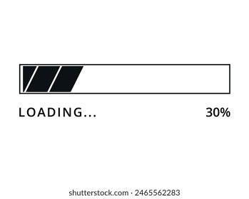 Loading bar at 30%, Vector illustration for websites and graphic resources.
