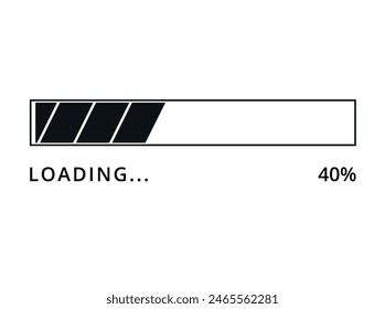 Loading bar at 40%, Vector illustration for websites and graphic resources.