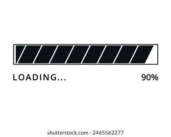 Loading bar at 90%, Vector illustration for websites and graphic resources.