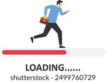 Loading bar almost complete with business, Vector illustration in flat style

