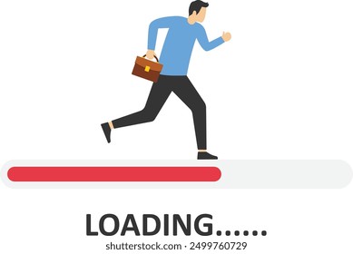 Loading bar almost complete with business, Vector illustration in flat style

