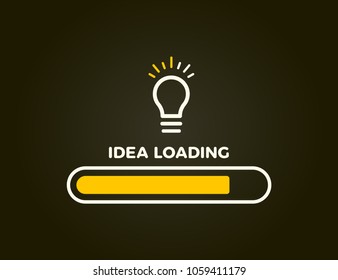 Loading bar almost complete with idea beeing processed on a lightbulb. Vector illustration design