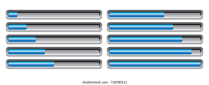 loading bar blue color, ten steps