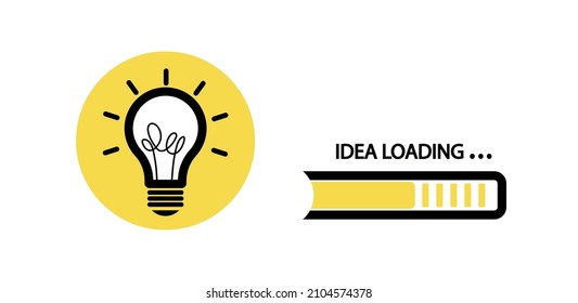 Loading bar with bulb, creativity, big idea, concept, vector illustration sketch draw.