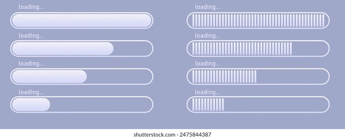 Concepto de barra de carga. Datos de progreso para el Cargar o la Descarga. Concepto de tecnología. Arte vectorial.