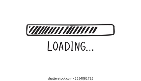 loading bar doodle hand drawn icon. Outline drawing loading bar line clipart symbol. Vector illustration
