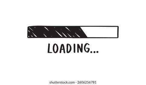 loading bar doodle hand drawn icon. Outline drawing loading bar line clipart symbol. Vector illustration