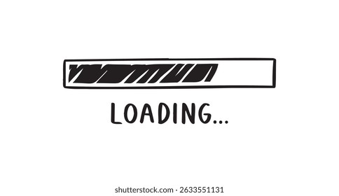 loading bar doodle hand drawn icon. Outline drawing loading bar line clipart symbol. Vector illustration