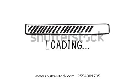 loading bar doodle hand drawn icon. Outline drawing loading bar line clipart symbol. Vector illustration