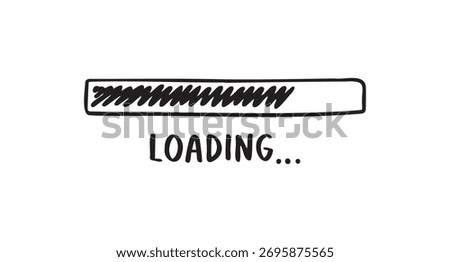 loading bar doodle hand drawn icon. Outline drawing loading bar line clipart symbol. Vector illustration
