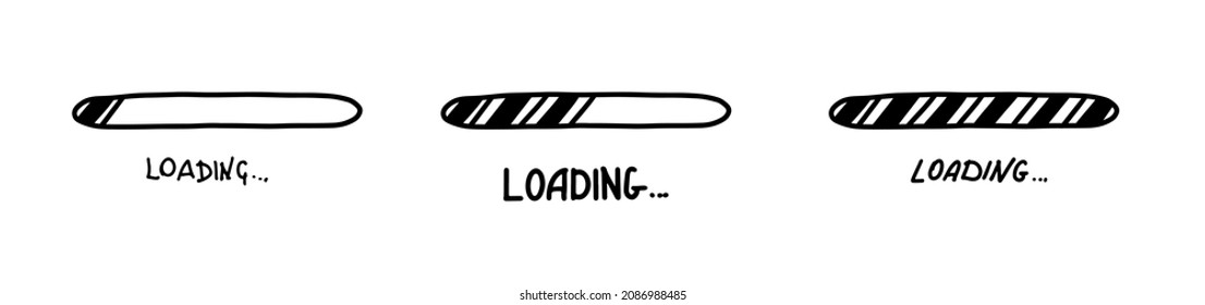 Loading bar doodle icon. Progress loading bar. Hand drawn sketch. Vector illustration on white background