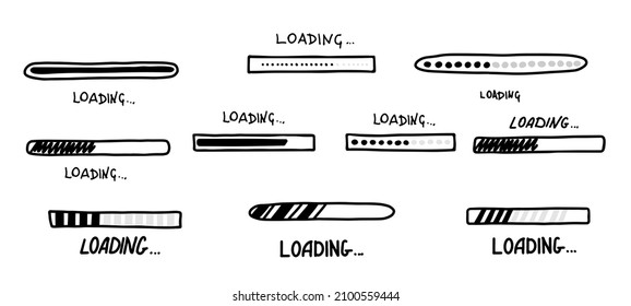 Loading bar doodle icon. Progress loading bar. Hand drawn sketch. Vector illustration on white background