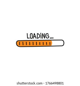 Loading  bar doodle icon. Vector illustration on white background.