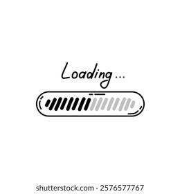 Loading bar, doodle progress element. Hand drawn sketch. Vector illustration.