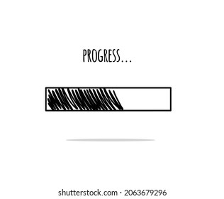Loading bar in doodle sketch style vector illustration. Update hand drawn progress bar for website, poster or banner.